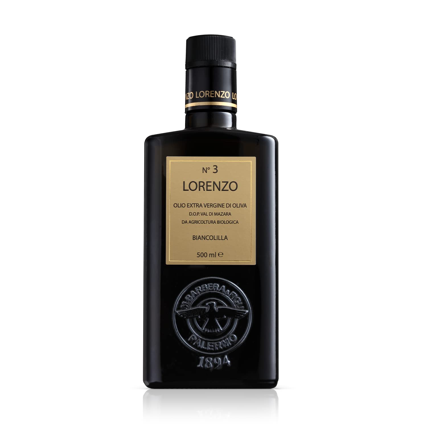 Barbera Lorenzo #3 Organic Extra Virgin Olive Oil PDO Val di Mazara, Fruity, Cold Extracted Authentic Sicilian Olive Oil, Fresh 