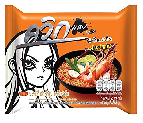 Wai Wai Quick Ramen Style Instant Thai Noodle Variety 24 Pack, Tom Klong, Tom Yum Shrimp, Tom Yum Mun Goong And Hot And Spicy Sh