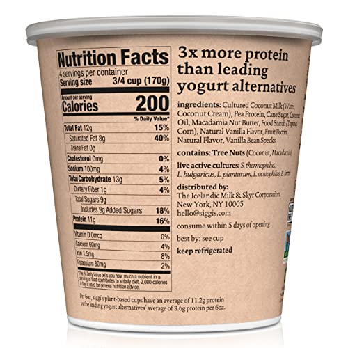 siggis Plant-Based Coconut Blend, Vanilla - Dairy Free Snack, More Protein Than Sugar, Blue, 24 Oz