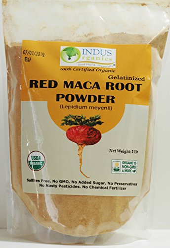 Indus Organics Red Maca Powder, Gelatinized, Non-GMO, 2 Lb Bag, Freshly Packed