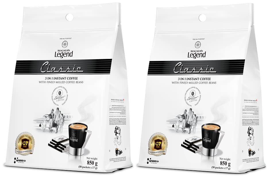 Trung Nguyen Legend - Classic - 3 in 1 Premium Instant Coffee - Finely Milled Coffee Beans, Non-dairy Creamer, & Sugar - Strong 