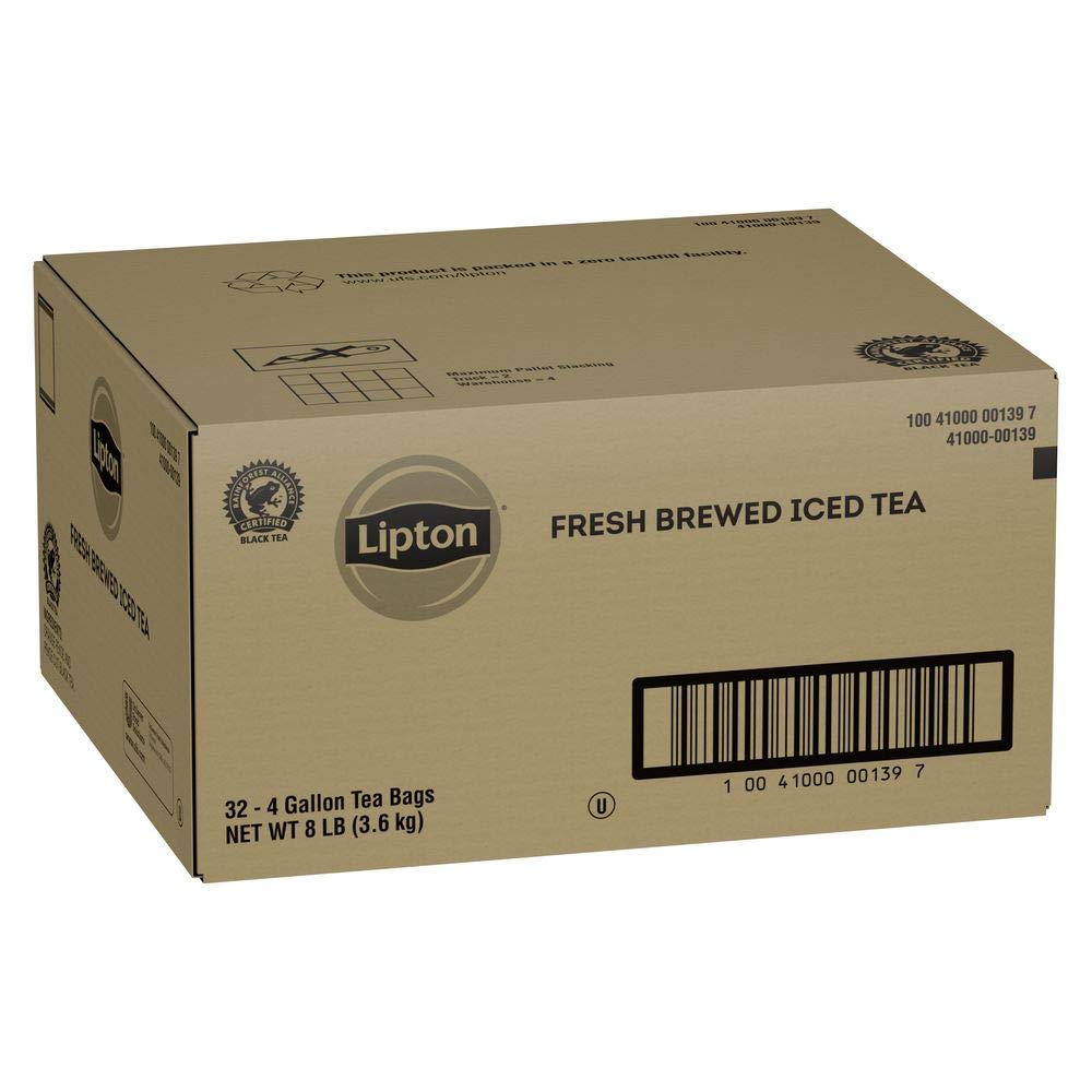 Lipton Iced Tea Bags, Black Tea, Unsweetened, Makes 4 Gallons, 4 Gallon-Sized Tea Bags(Pack Of 32)