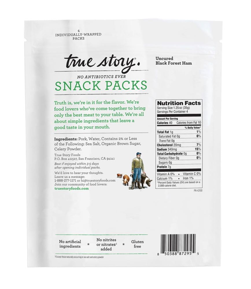 True Story Foods Black Forest Ham Snack Packs, 5 Oz