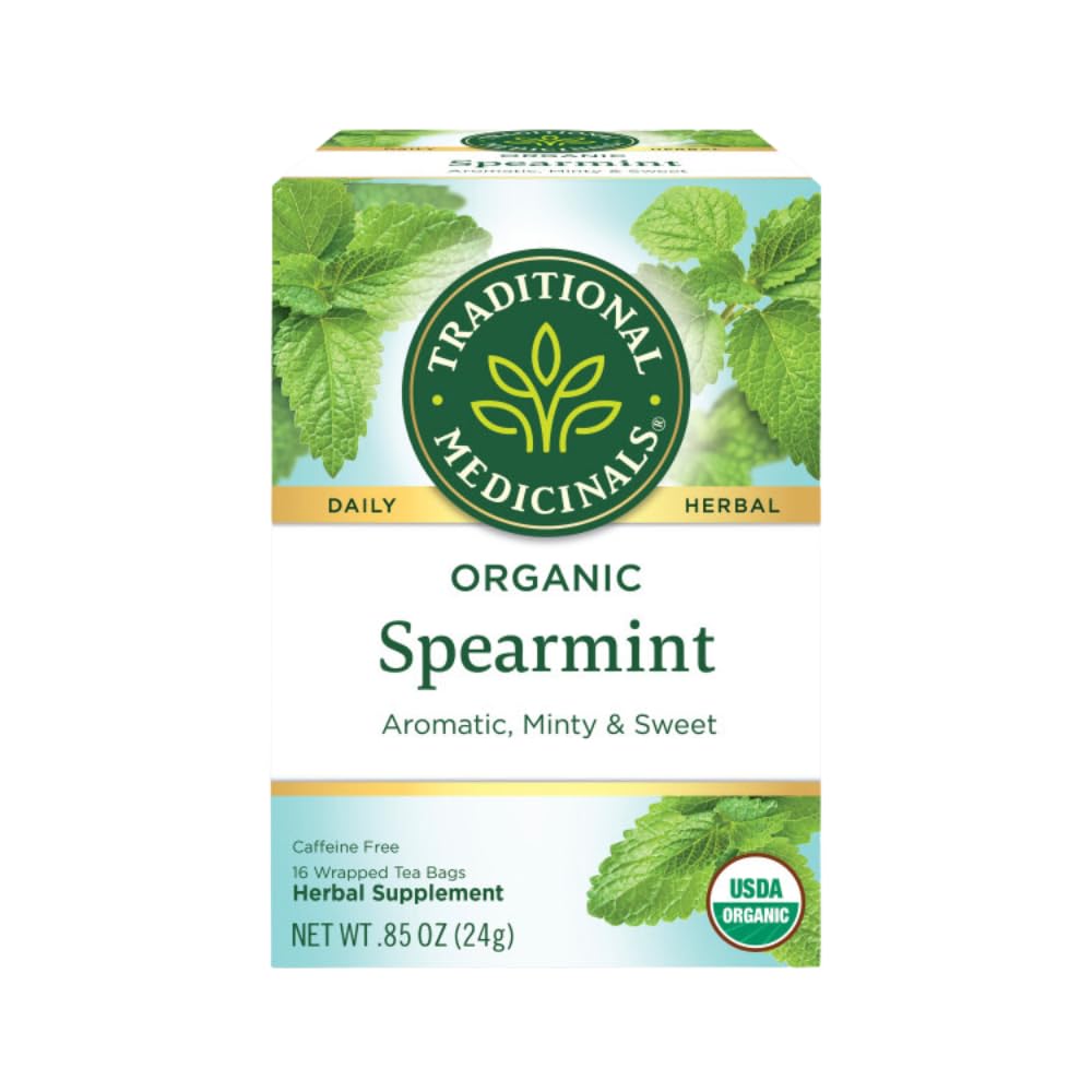 Traditional Medicinals Organic Spearmint Herbal Tea, Supports Healthy Digestion, (Pack Of 2) - 32 Tea Bags Total