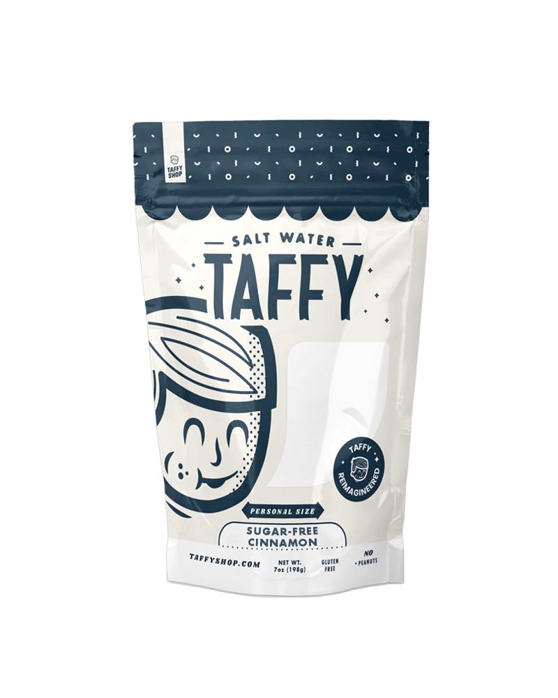 Taffy Shop Sugar Free Cinnamon Salt Water Taffy - Small Batch Salt Water Taffies Made in the USA - Super Soft, Sweet, Taffy Cand