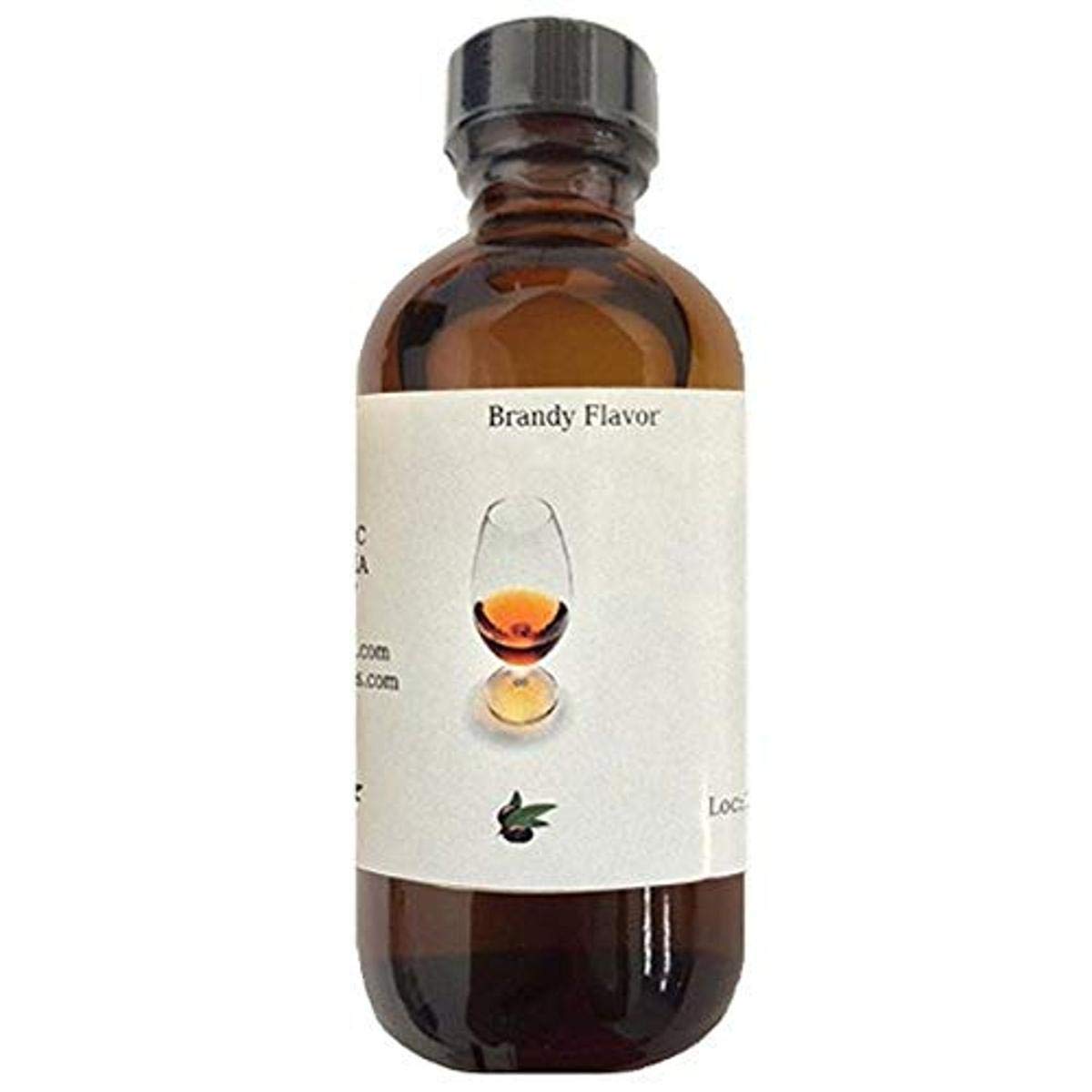 OLIVENATION Brandy Flavoring Extract, TTB-Approved, 4 Ounce, Brown, Gluten Free, Vegan