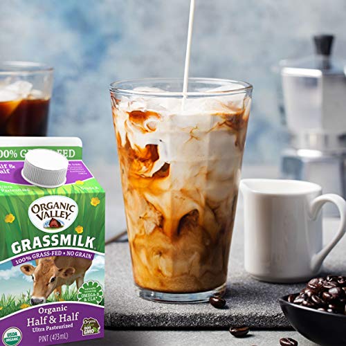 Organic Valley Grassmilk Half and Half - Organic, Grass Fed, Non GMO - 16 oz (Pint)