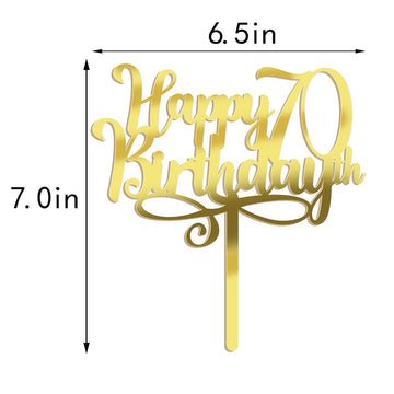 Ruscalin Acrylic Gold Happy 70Th Birthday Cake Topper,70 Birthday Party Cake Decorations