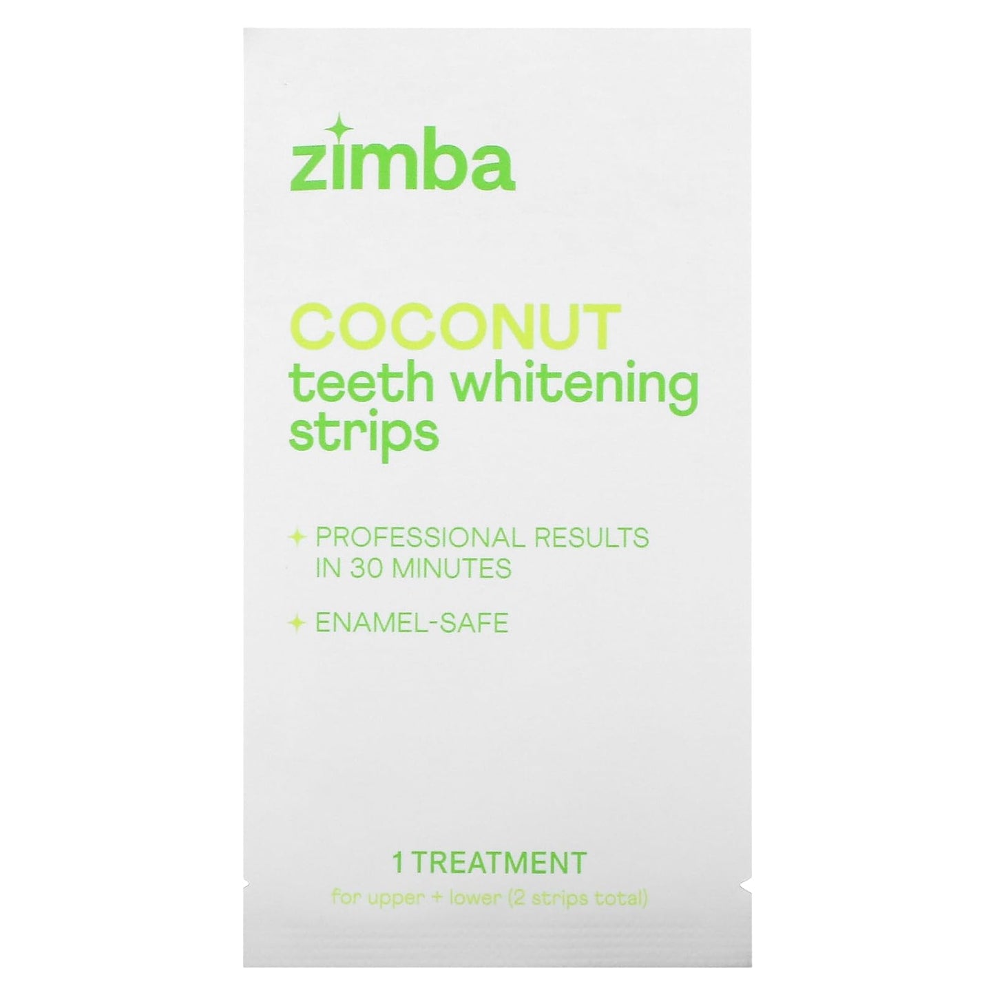 Zimba Coconut Flavored Teeth Whitening Strips, Vegan, Enamel Safe, 14 Day Treatment, 1 Count