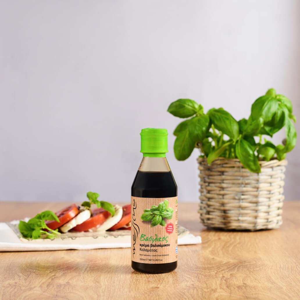 Messino Basil Balsamic Vinegar Glaze, 250 ml, Imported from Greece, 8.45 Fl Oz