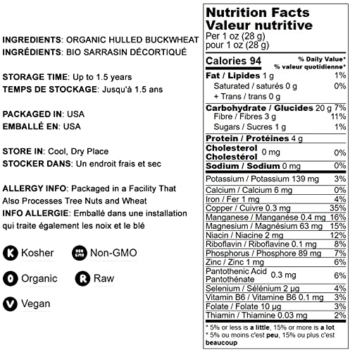 Food To Live Organic Hulled Buckwheat Flour, 2.5 Pounds Non-Gmo, Finely Milled Raw Groats, Kosher, Vegan Powder. Good Source Of