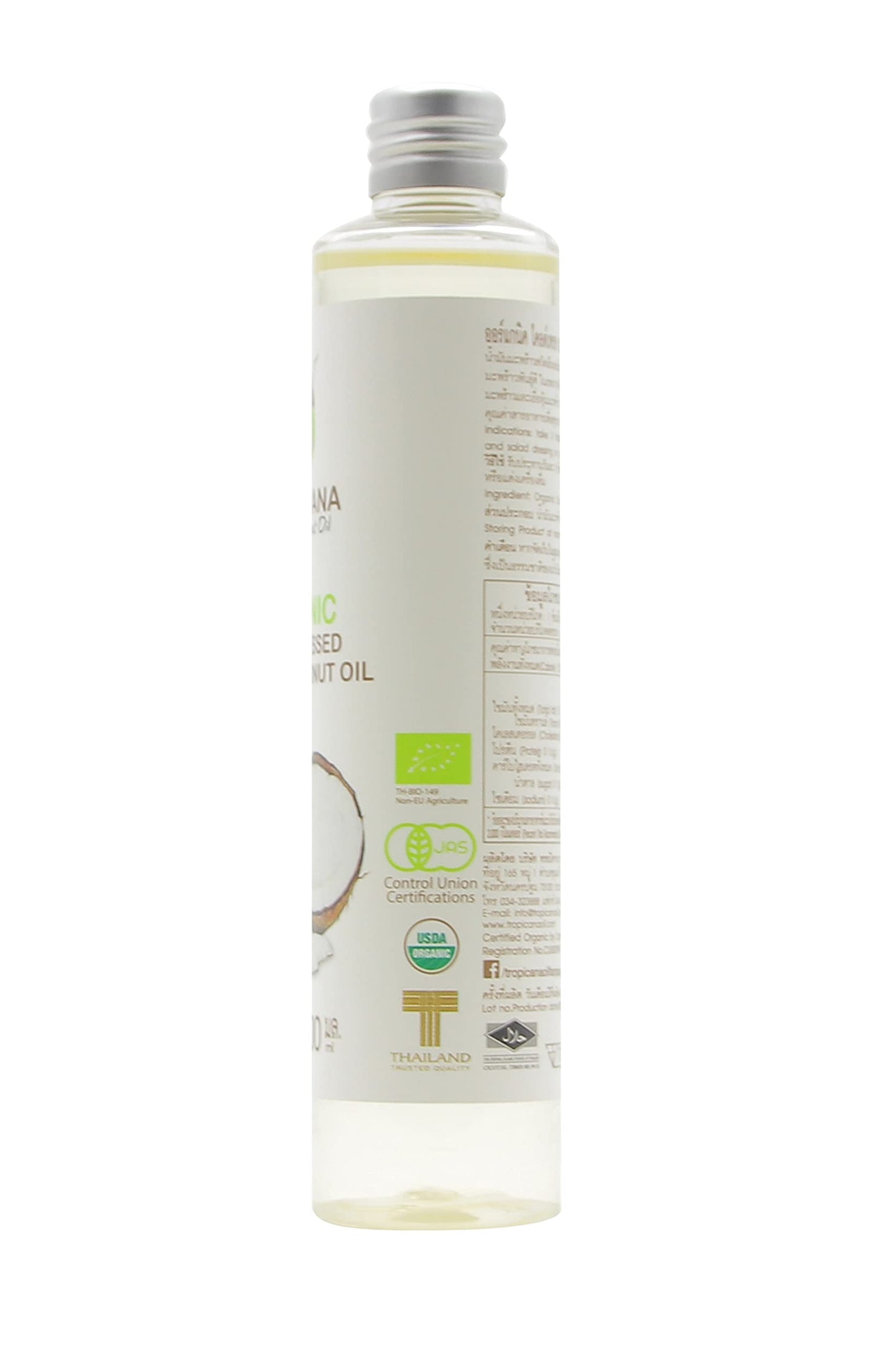 TROPICANA Virgin Coconut Oil, 100% Organic, Cold-Pressed, 100 ml (3.38 fl. oz.)