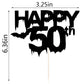 Qertesl Black Glitter Happy 50 Cake Topper, Happy 50Th Birthday Cake Decoration, Bat Halloween 50Th Birthday Party Cake Decorati