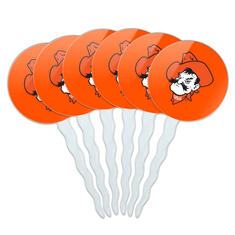 Oklahoma State University Cowboy Logo Secondary Cupcake Picks Toppers Decoration Set of 6