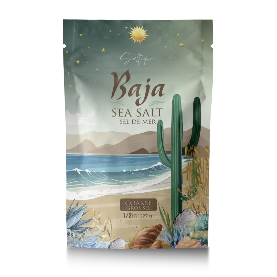 Saltique Coarse Baja Sea Salt - 90 Minerals for Hydration - 8 Ounce - Non-GMO, 100% Unrefined, Paleo-Vegan