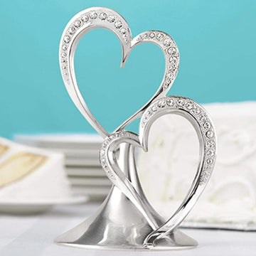 Hortense B. Hewitt Sparkling Love Double Hearts Anniversary, Engagement, Wedding Cake Topper, 5.5-Inches, Metal With Rhinestones