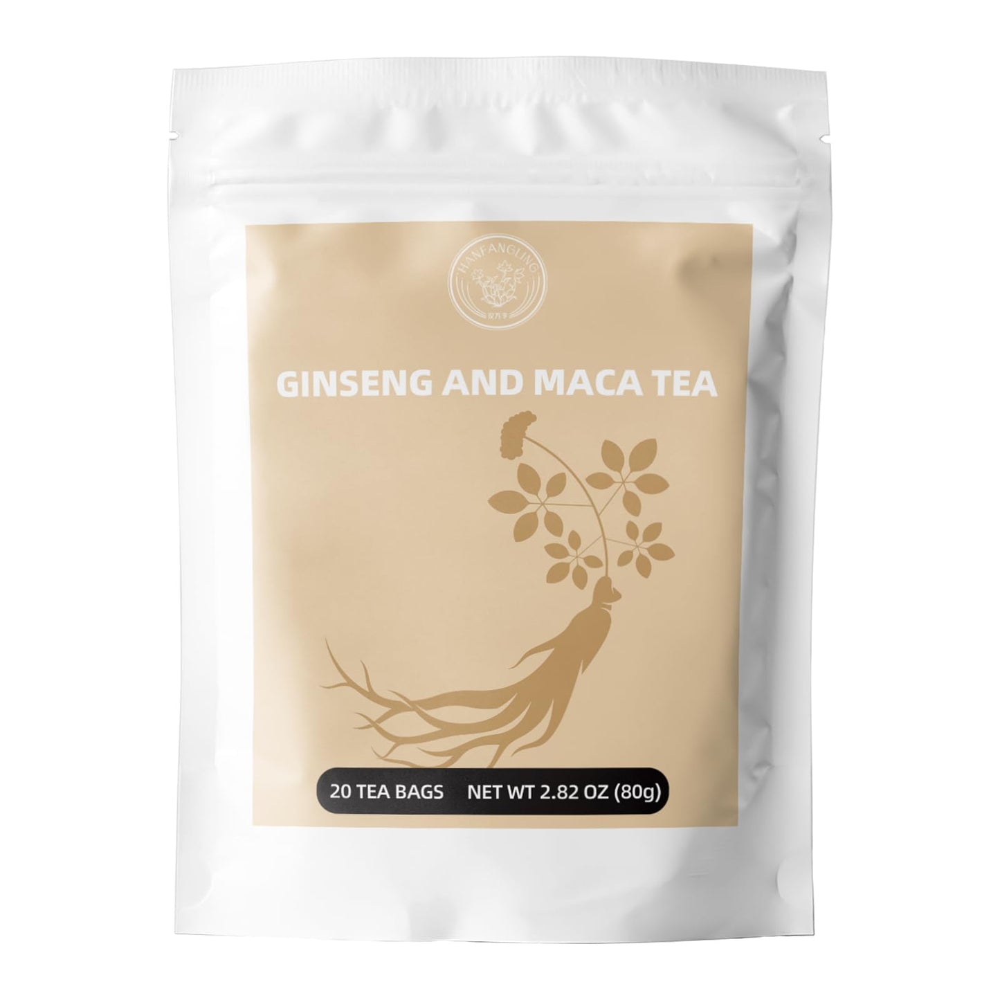 HANFANGLING Ginseng Maca Tea, Caffeine-Free Herbal Tea, 20 Tea Bags, 2.82oz