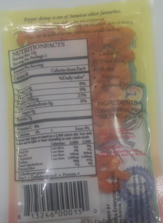 Jamaican Peppered Shimps- Dried Peppered Shimps -12G-5Pks