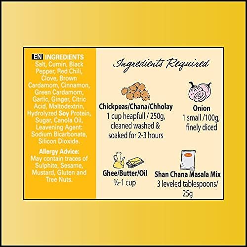 Shan Chana Masala Recipe and Seasoning Mix, 3.52 oz (Pack of 6) - Vegetarian Spice Powder for Punjabi Chickpeas Curry