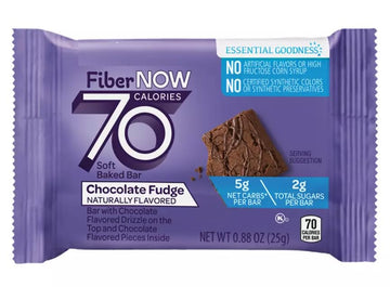 Fiber Now 70 Calorie Chocolate Fudge Cake Bars, 6 ct On the Go Low Carb (5g Net) Snack Snacking Food Treat, Millville 5.29oz Box