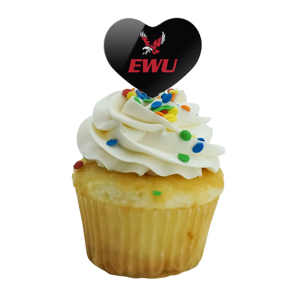 GRAPHICS & MORE Cupcake Picks Set of 6, Acrylic, Heart Decoration, One Size, Eastern Washington University