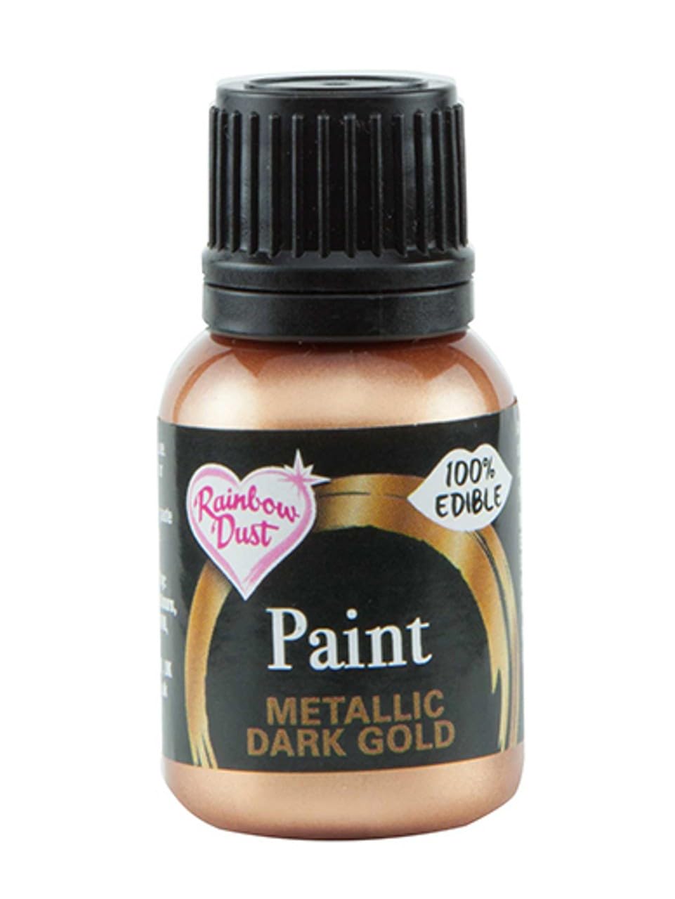 Ready-To-Use Metallic Dark Gold 100% Edible Food Paint For Cake And Icing Decoration By Rainbow Dust