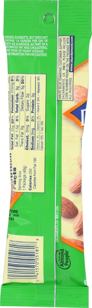 Blue Diamond Natural Whole Almonds - Case of 12 - 1.5 OZ
