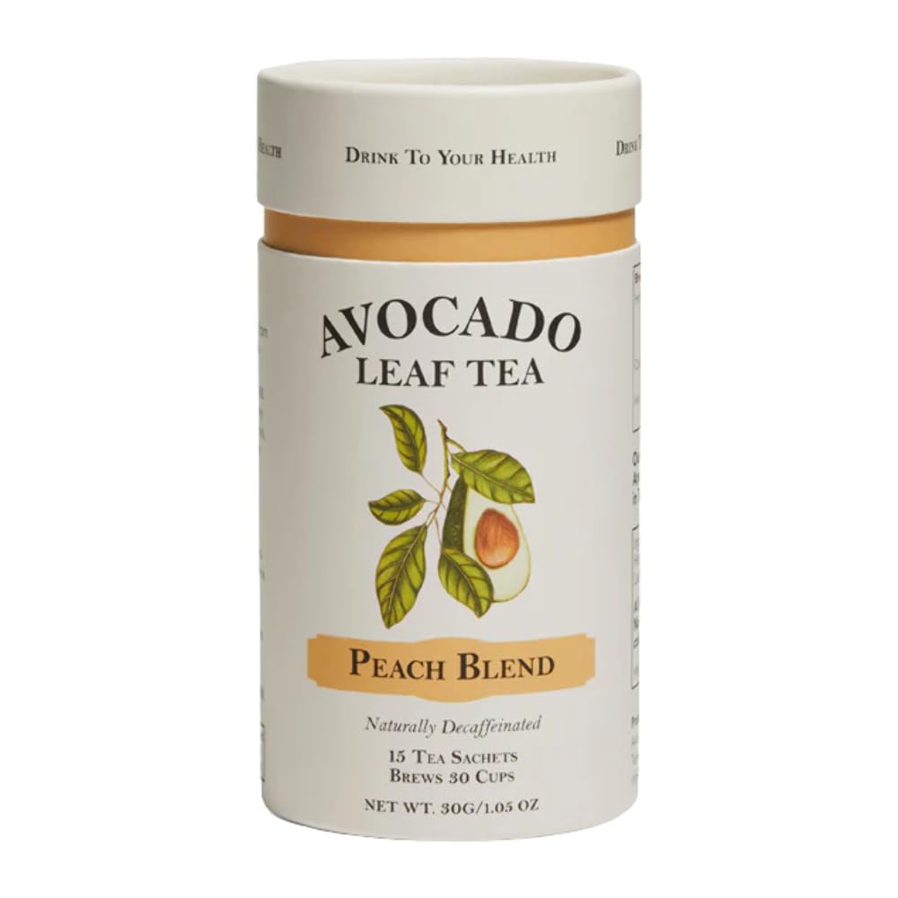 Avocado Leaf Tea Peach Tea, Herbal, Caffeine-Free, 15 Tea Bags, 30 Servings, Gluten Free, Non-GMO