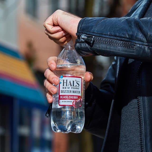 Hal's New York Seltzer Carbonated Black Cherry Flavored Sparkling Water, Zero Sugar, Zero Calorie, Zero Carbs, 20 Fl Oz (Pack of