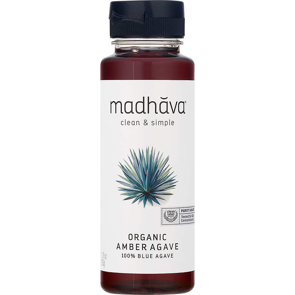 MADHAVA Organic Amber Agave, Liquid Sugar Alternative, 100% Pure Organic Blue Agave Nectar, Vegan, Non-GMO, Natural Sweetener, C