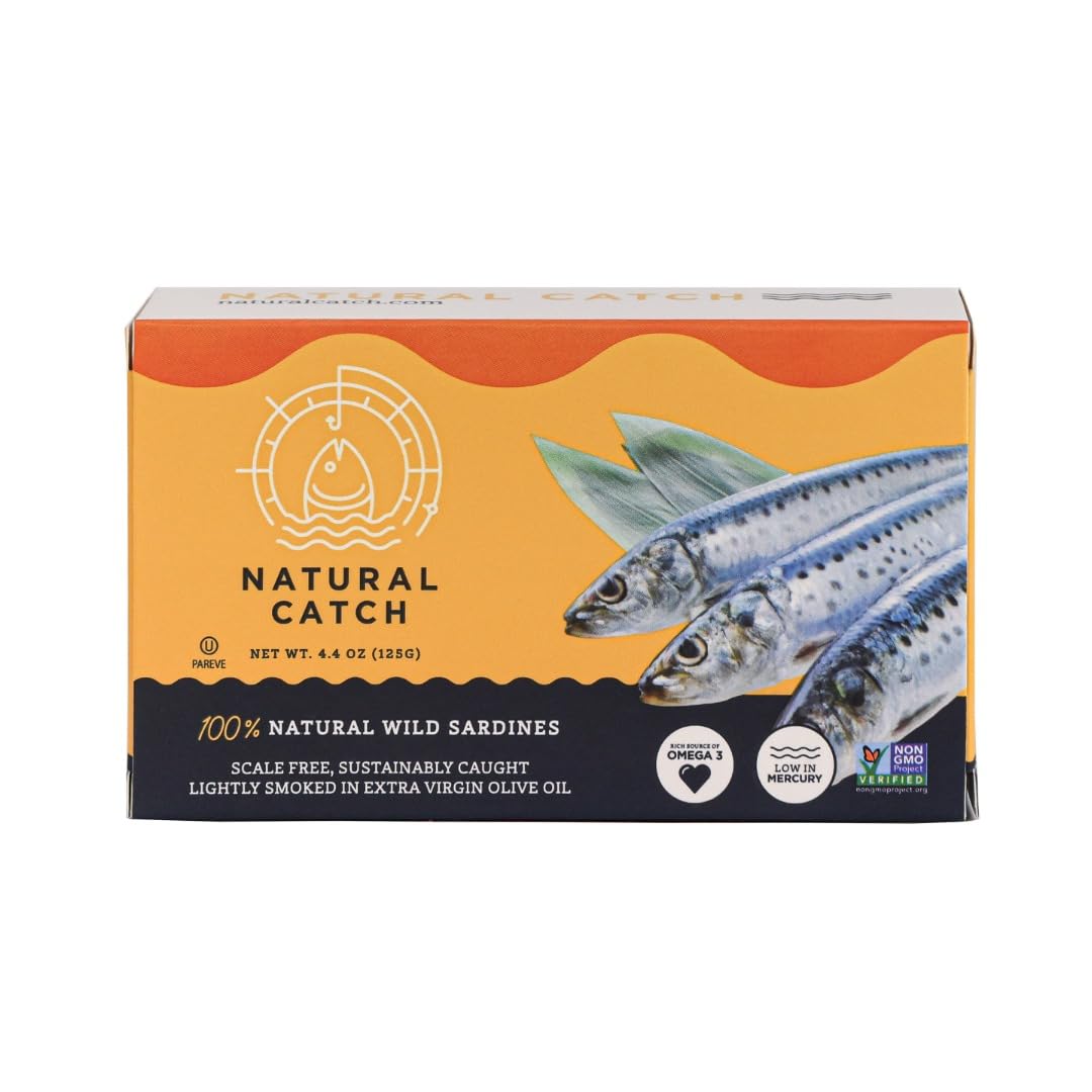 Natural Catch Wild Sardines in Organic Extra Virgin Olive Oil, 4.4 oz Can, Pack of 12