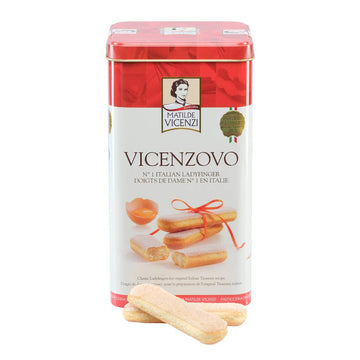 Matilde Vicenzi Vicenzovo Savoiardi Ladyfingers Gift Tin - Classic Italian Biscuits, Ladyfingers Cookies for Tiramisu - Kosher D