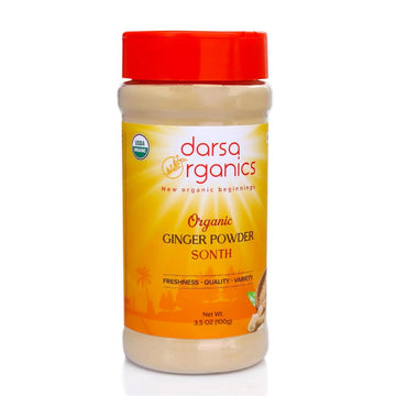 Darsa Organics Ginger Powder - 3.5 oz, Ground Ginger Root Powder from India Aromatic & Flavorful for Tea, Curries, Juices, Seaso