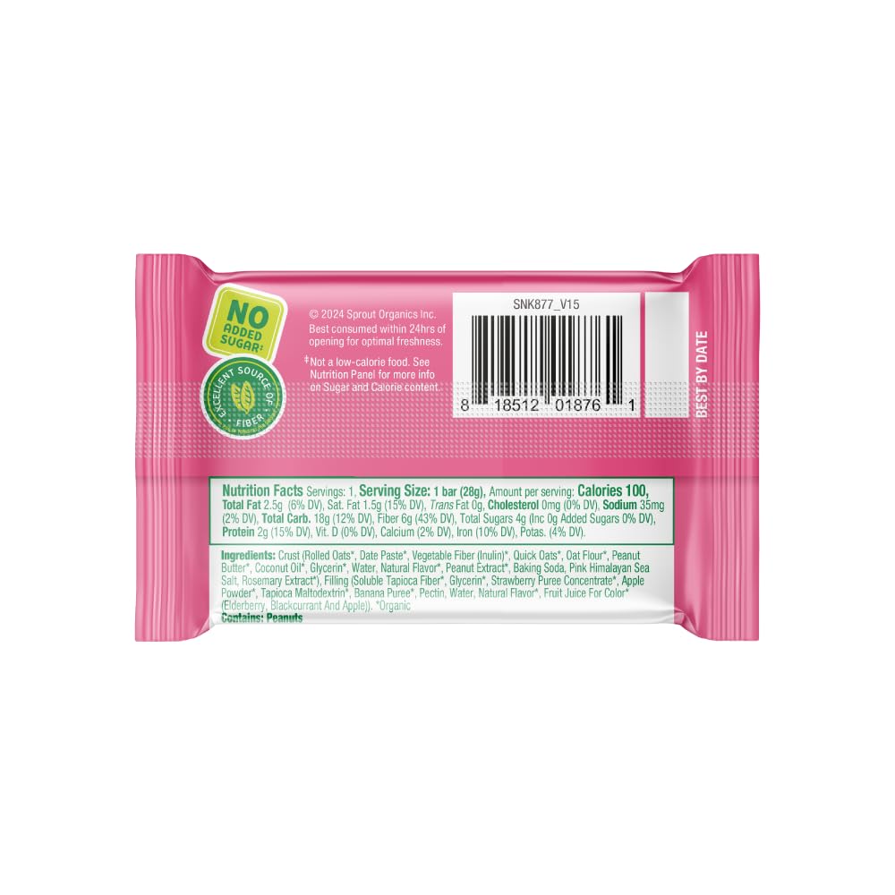Sprout Organics, Pb & Yayz Toddler Snack Bars, Peanut Butter & Strawberry, 5 Bars
