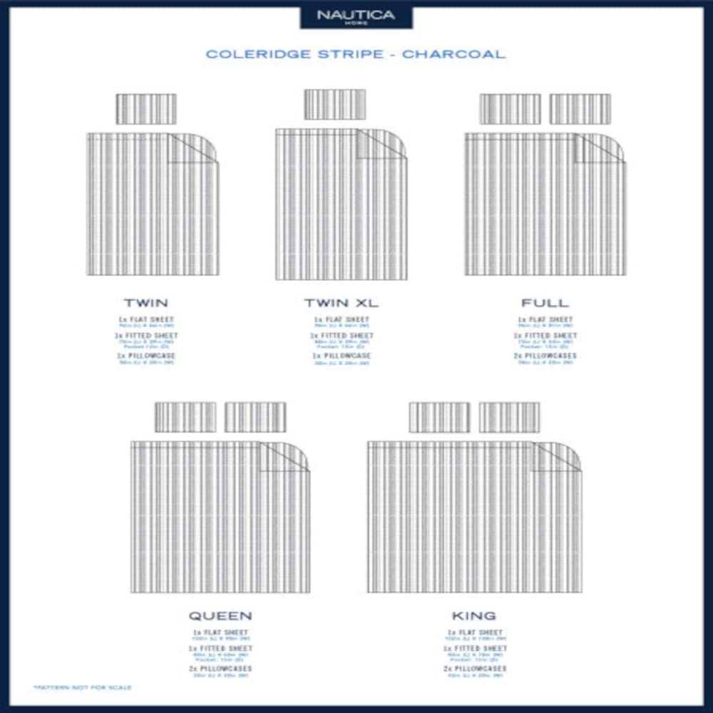 Nautica - Percale Collection - Bed Sheet Set - 100 Cotton, Crisp  Cool, Lightweight  Moisture-Wicking Bedding, Full, Coleridge C
