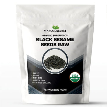 Mayans Secret Organic Black Sesame Seeds, Raw, USDA Certified, Vegan, Non-GMO, Gluten-Free, 2 lbs