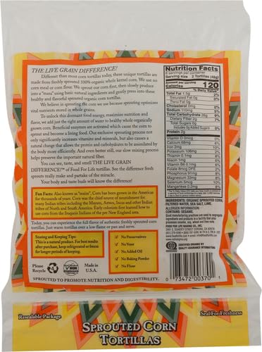 Food For Life, Tortillas, Sprouted Corn, Wheat Free, Organic, 10 oz (Frozen)