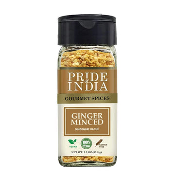 Pride of India - Ginger Minced Whole - Gourmet Spice - Rich in Antioxidant - Potent Flavor - Great for Adding Flavor to Stir Fri