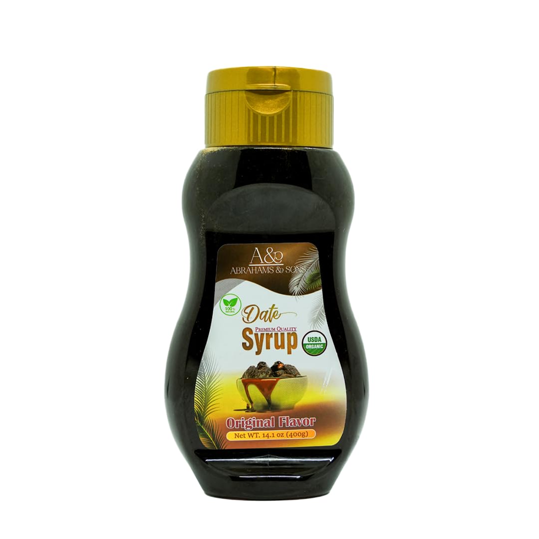 USDA Organic Date Syrup  100% Natural Sweetener  No Added Sugar  Original Flavor  400g - Kosher Certified  Vegan & Kid-Friendly