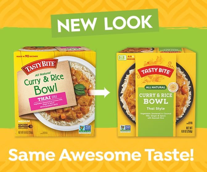 Tasty Bite Thai Style Curry & Rice Bowl, 8.8 Ounce, Pack of 6, Ready to Eat Microwaveable, Vegetarian, Gluten Free
