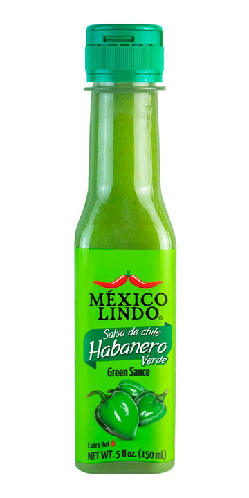 Mexico Lindo Green Habanero Hot Sauce | Real Green Habanero Chili Pepper | 75,900 Scoville Level | Enjoy With Mexican Food, Seafood & Pasta | 5 Fl Oz Bottles (Pack Of 1)