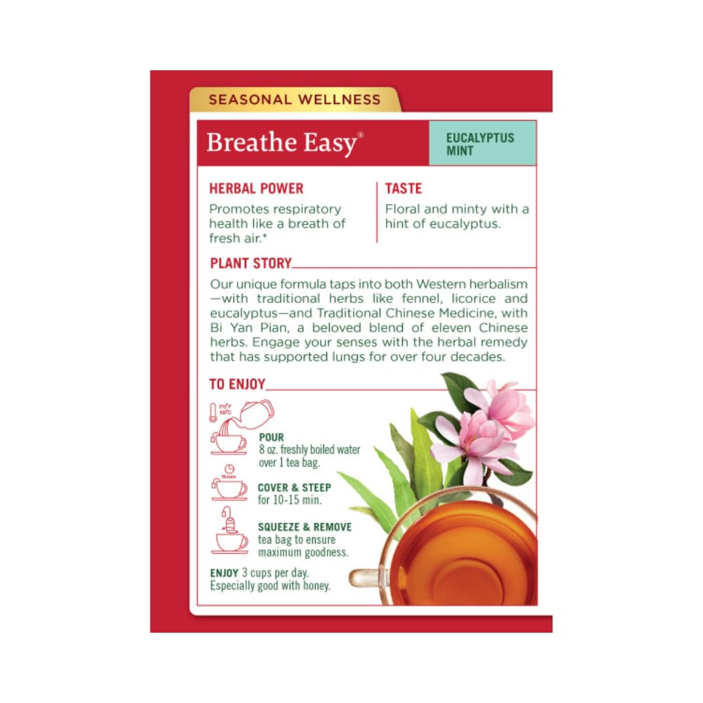 Traditional Medicinals Breathe Easy Seasonal Tea - 16 Tea Bags - Promotes Respiratory Health - 100019