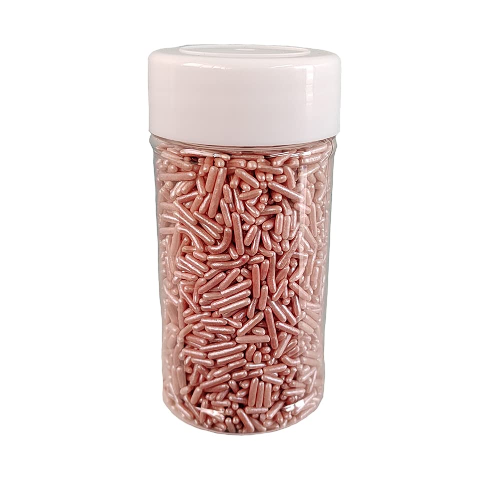 Homankit Rose Gold Jimmies Sprinkles Edible Sprinkle Candy Soft Jimmies Toppings For Ice Cream, Cupcake, Cake, Cookie, Dessert D