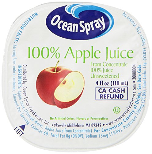 Ocean Spray 100% Apple Juice Cups, 4 Ounce (Pack Of 48)