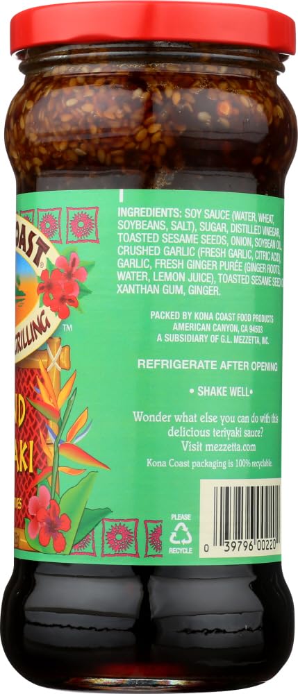 Kona Coast-Island Teriyaki Sauce, All Natural, No Preservatives - 15 Fl Oz | Pack of 2