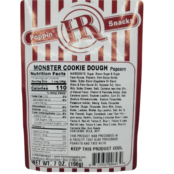 Monster Cookie Dough Popcorn | Produced In Gibbon, Nebraska | Made In Usa | Hr Poppin' Snacks