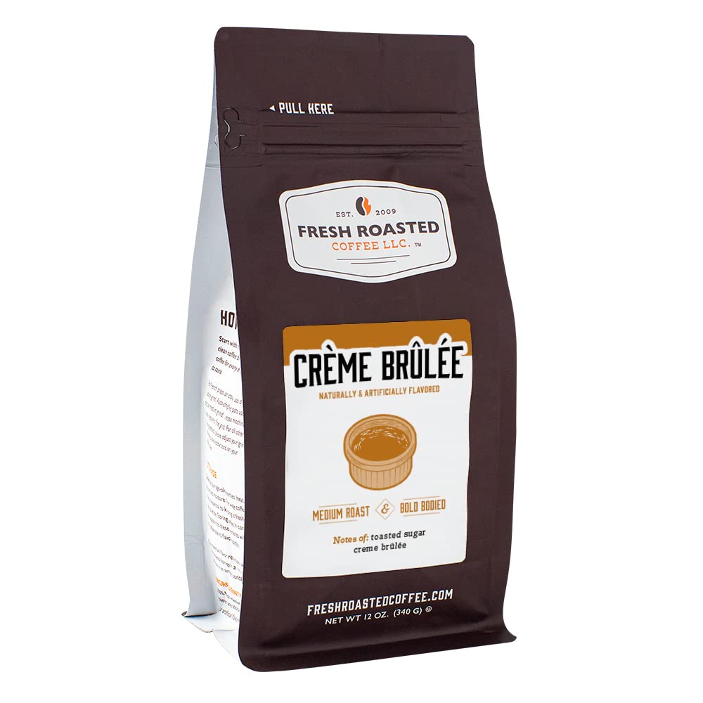 Fresh Roasted Coffee, Crème Brûlée Flavored Coffee, 12 Oz, Medium Roast, Kosher, Ground