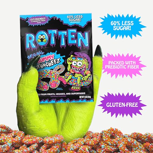 Rotten Original Gummy Cruncheez - Low Sugar, Low Calorie, 5G Gut-Friendly Prebiotic Fiber, Gluten Free Candy, No Artificial Dyes