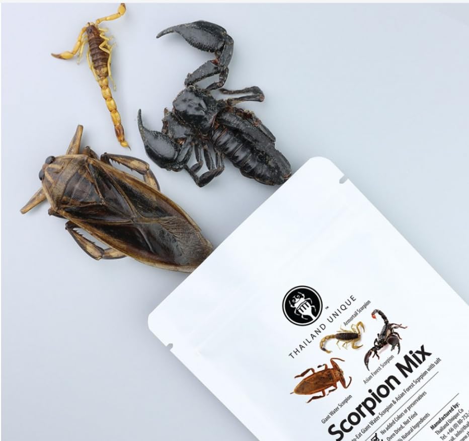 Thailand Unique Scorpion Mix - 15 G 3 Pieces Dehydrated Edible Insects For Humans, Healthy And A Great Gag Gift