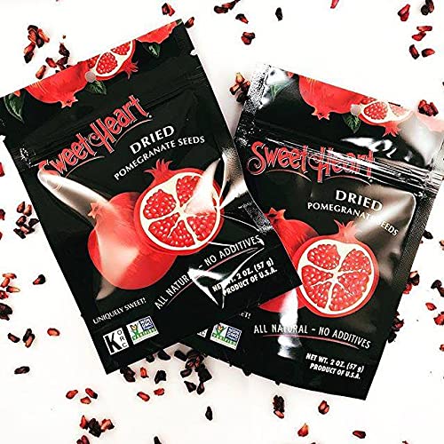 SWEETHEART Dried Pomegranate Seeds - All Natural, Non-GMO, Vegan, 2 Oz, Red, No Sugar Added